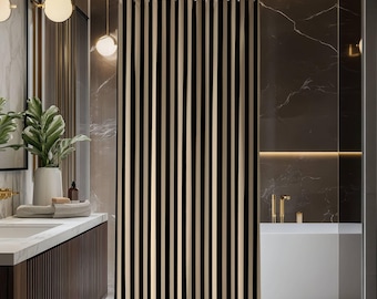 Gorgeous Beige and Black Stripe Shower Curtain, Elegant Shower Curtain, Contemporary Shower Curtain