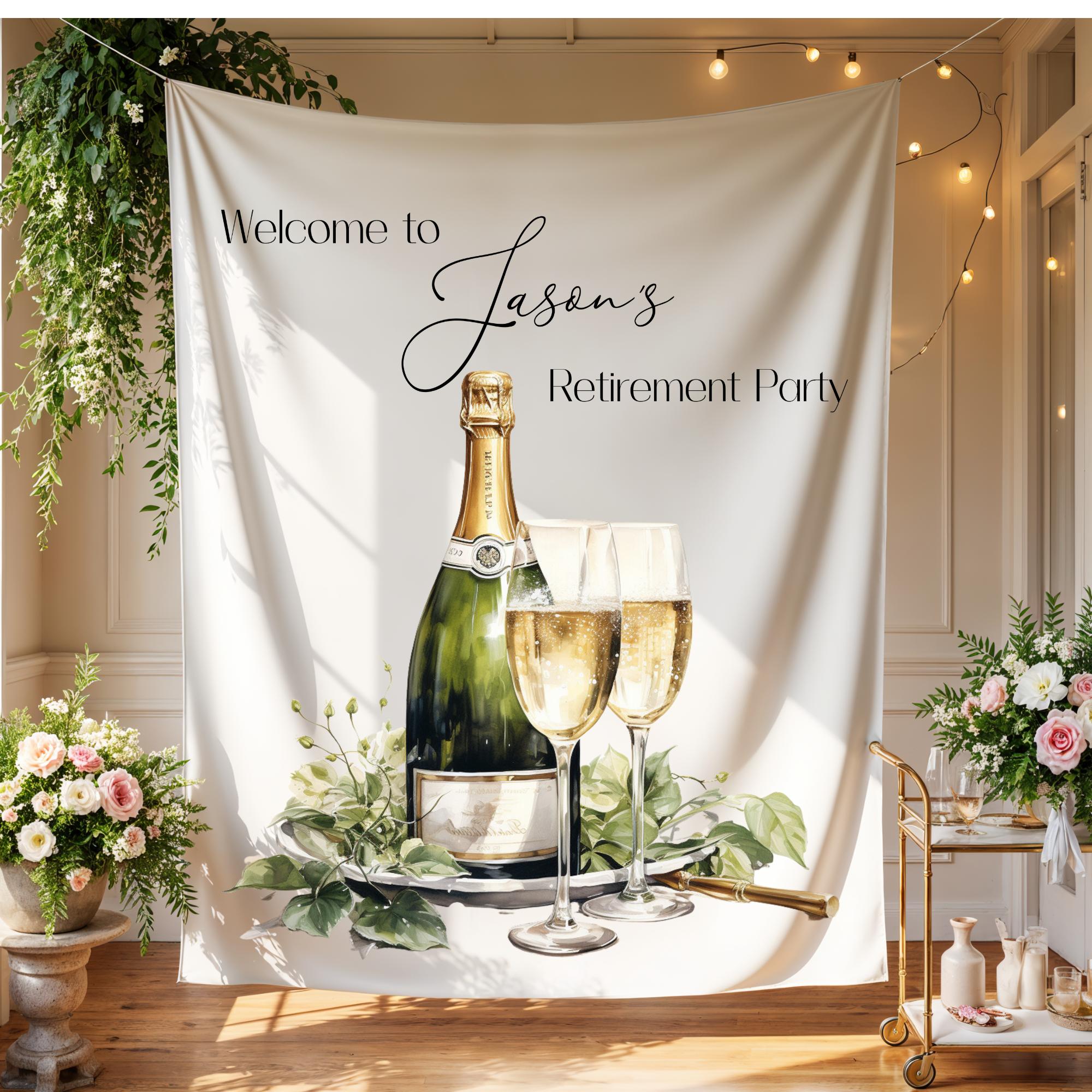 Retirement Program Sample Backdrop Personalized Retirement Party Backdrop, Elegant Champagne Photo Prop ...