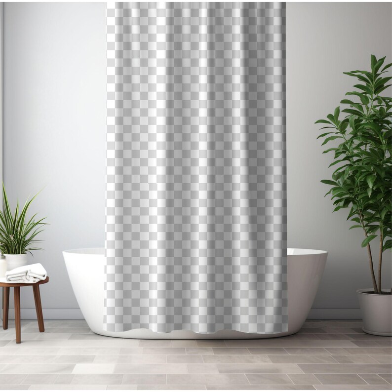 Modern Checker Shower Curtain, Trendy Bath Curtain, Housewarming Gift, Bathroom Decor, Checkered Curtain image 4