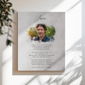 Personalized Photo Memorial Canvas Print, Loss of Loved One, Celebration Of Life Gift, Sympathy Memorial Keepsake