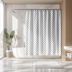 Modern Checker Shower Curtain, Trendy Bath Curtain, Housewarming Gift, Bathroom Decor, Checkered Curtain image 5