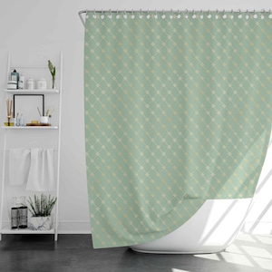 Beautiful Sage Green and Gold Trellis Pattern Shower Curtain,  Bathroom Curtain, Green and Gold Shower Curtain, Elegant Shower Curtain