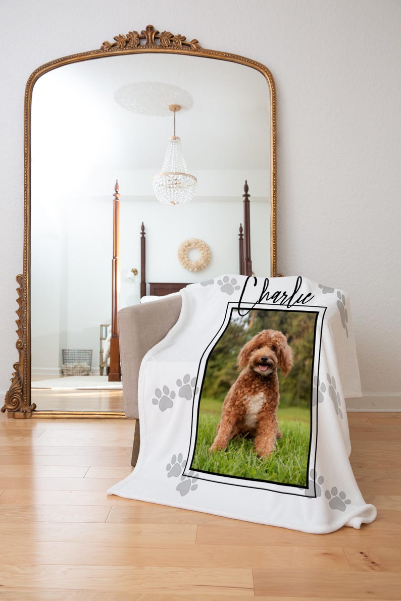 Personalized Pet Name and Photo Blanket, Dog Lover Gift, Cat Lover