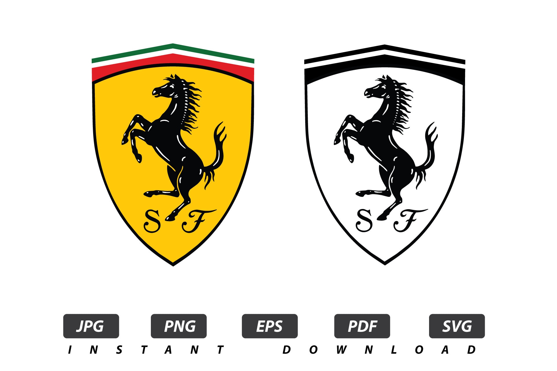Ferrari Emblem Vector / Instant Download / Print Cut Template / PNG / SVG /  EPS / Dxf 