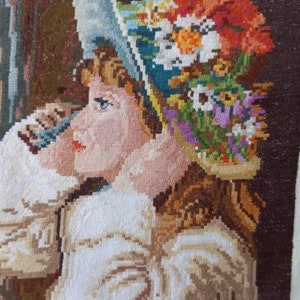 Vintage hand embroidered Original Wiehler Gobelin
