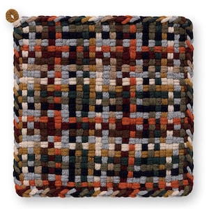 Fiesta Earth, Pot holder, Hot Pad, Kitchen ware, Handcrafted potholder, Cotton potholder, Cotton Hot pads, looms and loops potholders