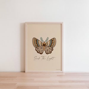 8X10 Moth print, Moth with quote, Insect wall art, Tattoo styled Moth, Moth Artwork