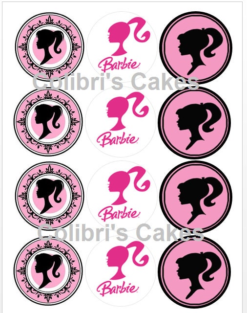 Barbie Inspired Printable Cupcake Toppers Wrappers Personalized