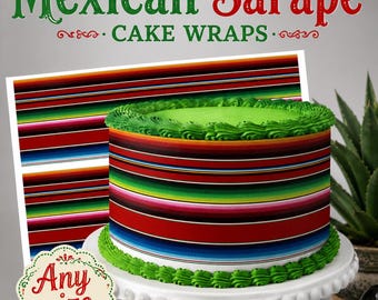 Edible Mexican Sarape cake wraps. Mexican cake topper Eddible Wraps.