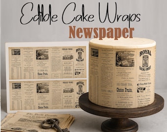 Edible Newspaper cake wraps. Icing frosting sugar sheet.