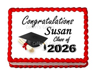 Graduation Edible Cake topper icing frosting sugar sheet Class of 2026