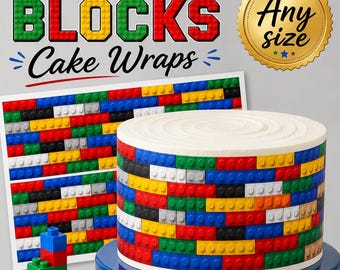 Edible Building Colorful Blocks Cake Wraps. Icing/frosting sheets blocks cake  Decoration