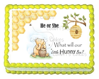 Edible winnie the pooh cake topper Gender reveal icing frosting sugar sheet.