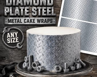 Edible Dimond plate steel metal cake wraps. Icing frosting sugar sheets.