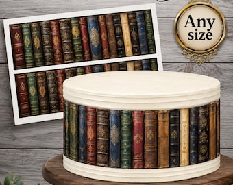 Edible Book Spine cake wraps. Edible bookshelf cake wraps. Maic movie cake topper.