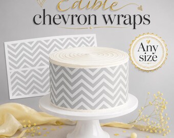 Grey chevron Edible Cake Wraps. Zig Zag pattern. arrowhead sawtooth pattern Edible Cake Wraps