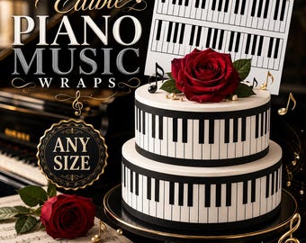Piano Music Edible icing frosting sugar sheet cake wraps.