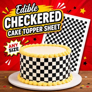 Checkered Edible cake topper Icing Frosting Sheet.