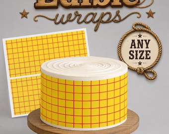 Edible Cowboy shirt yellow cake wraps. Cowboy Toy cake topper Eddible Wraps.