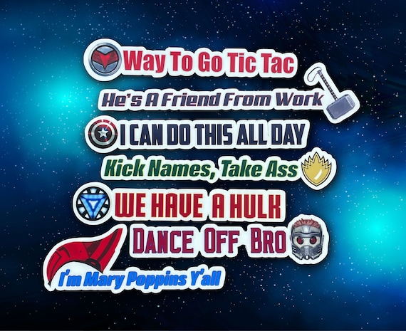 Marvel Movie Quotes Sticker Pack | Etsy