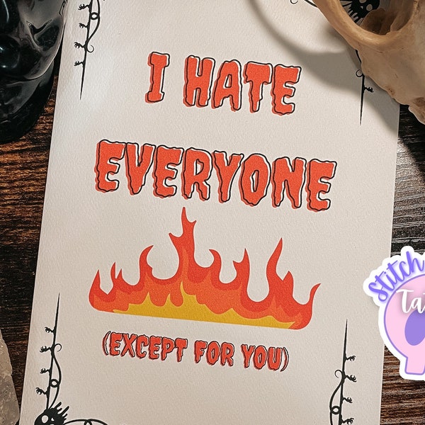 Fire Greeting Card | hand drawn Goth Card funny gifts Valentine birthday anniversary special occasion true love cynical humor gothic gifts
