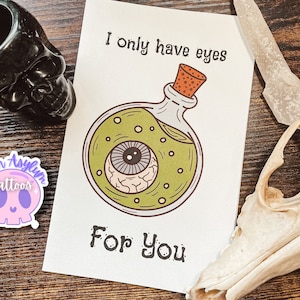 Eye greeting Card | hand drawn Anniversary valentines birthday special gift love Spooky goth gifts valentine witchcraft dark humor