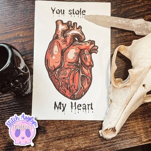 Heart greeting Card | hand drawn Anniversary valentines birthday special gift love Anatomical heart goth gifts valentine emo dark