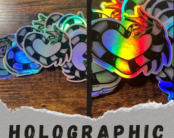 Vinyl sticker | holographic sandworm heart snake beautiful stickers art  beetlejuice artists gift for teens Valentines Day spooky goth