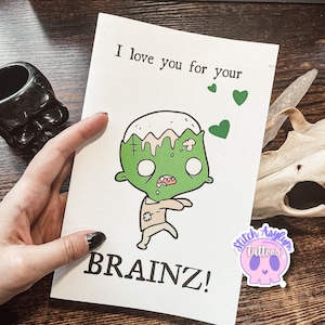 Zombie greeting Card | hand drawn Anniversary valentines birthday special gift love Spooky goth gifts valentine Horror dark humor Undead