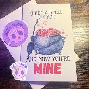 Spell-wenskaart | Heks spreuken gepersonaliseerde goth verjaardag valentijnsdag verjaardag speciaal cadeau liefde ketel hekserij gotisch spookachtig