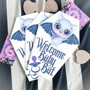 Baby Bat biglietto d'auguri / baby shower annuncio gravidanza regalo nascita spinta regalo goth bambini gotico mamma unica bara