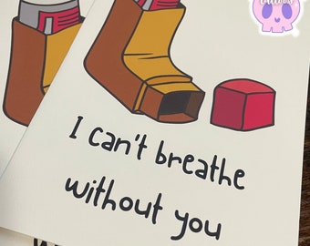 Inhaler greeting Card | Asthma Joke Anniversary valentines birthday special gift love Humor gifts valentine Funny Cards