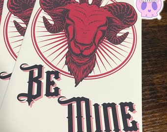 Be Mine tarjeta de felicitación / baphomet Aniversario San Valentín cumpleaños regalo especial amor regalos góticos Horror oscuro gótico cabra satanista