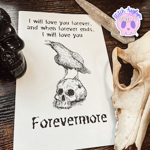 Für immer Grußkarte | hand gezeichneter Jahrestag valentines Geburtstag besonderes Geschenk Liebe goth Geschenke valentine Horror schwarzer Humor Rabe Poe