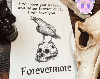 Forevermore greeting Card | hand drawn Anniversary valentines birthday special gift love goth gifts valentine Horror dark humor Raven Poe