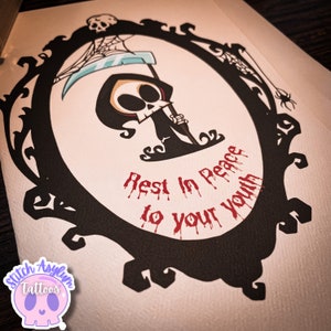 Personalized RIP youth birthday Card | Gothic birthday gift - Goth birthday gifts - Dark humor greeting cards - funny birthday card -
