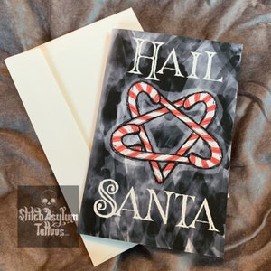 Hail Santa greeting Card | hand drawn Christmas Xmas Holiday special gift goth humor