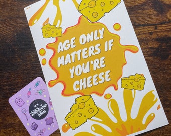 Tarjeta de cumpleaños de queso / tarjeta de felicitación linda cursi regalo de bday para el mejor amigo pareja tarjetas de cumpleaños humor divertido adorable diversión cumpleaños humor