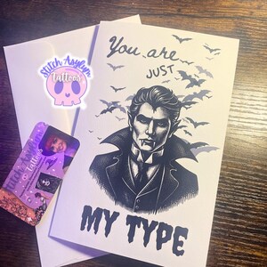 Vampire greeting Card | hand drawn Anniversary valentines birthday special gift love goth gifts valentine Horror dark humor Vampires lover
