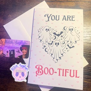 Tarjeta de felicitación de corazón fantasma / boo-tiful Aniversario San Valentín cumpleaños regalo especial amor Corazón espeluznante regalos góticos San Valentín emo oscuro embrujado