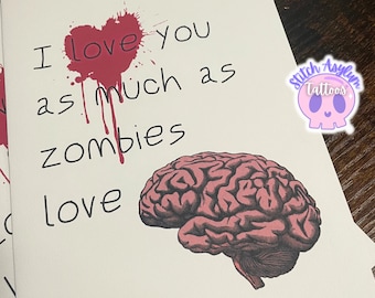 Zombie greeting Card | Undead Joke Anniversary valentines birthday gift love Humor gifts valentine Funny Cards Brains Walking Dead Spooky