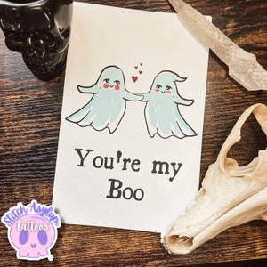 Boo greeting Card | hand drawn Anniversary valentines birthday special gift love Spooky goth gifts valentine Horror dark humor ghosts gift