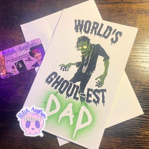 Ghoul Father's Day Card / Il papà più cool del mondo Il miglior papà Festeggia i padri Dal tuo bambino Papà gotici spaventosi Umorismo sugli zombi Carino Divertente Halloween