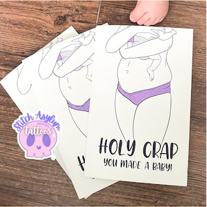 Cartão de bebê | Puta merda, fiz um bebê, parabéns, mamãe, chá de bebê, pós-parto, novos bebês, mãe, maternidade, cartões de felicitações, presente