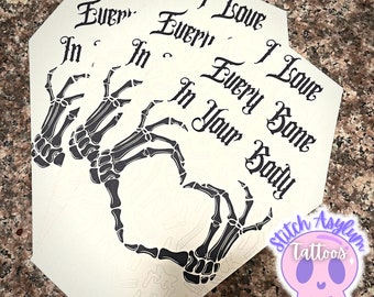 Love Bone Greeting Card / Skeleton Bones goth Valentine anniversary coffin gothic wedding birthday gift for spooky wife Horror Heart Love