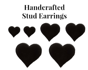 9mm/12mm/14mm Black & White Heart Studs/Hypoallergenic/Stainless Steel Posts/Plant-Based Polymer Resin/Unisex/Men/Women/MixnMatch/Vegan