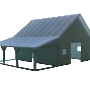 HO / N Scale Small Cattle Barn with accessories Model Kit for Train layouts / dioramas / sets