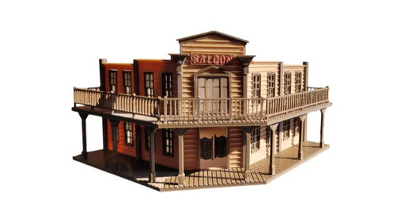 HO/N Scale Old Western Corner Saloon Model Kit for Train layouts/dioramas/sets