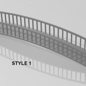 May include: A gray metal bridge with a curved design and a railing. The bridge is labeled "STYLE 1".