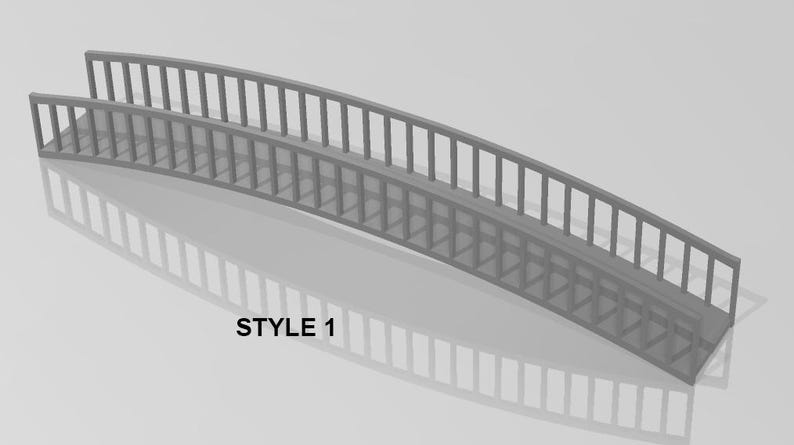 May include: A gray metal bridge with a curved design and a railing. The bridge is labeled "STYLE 1".